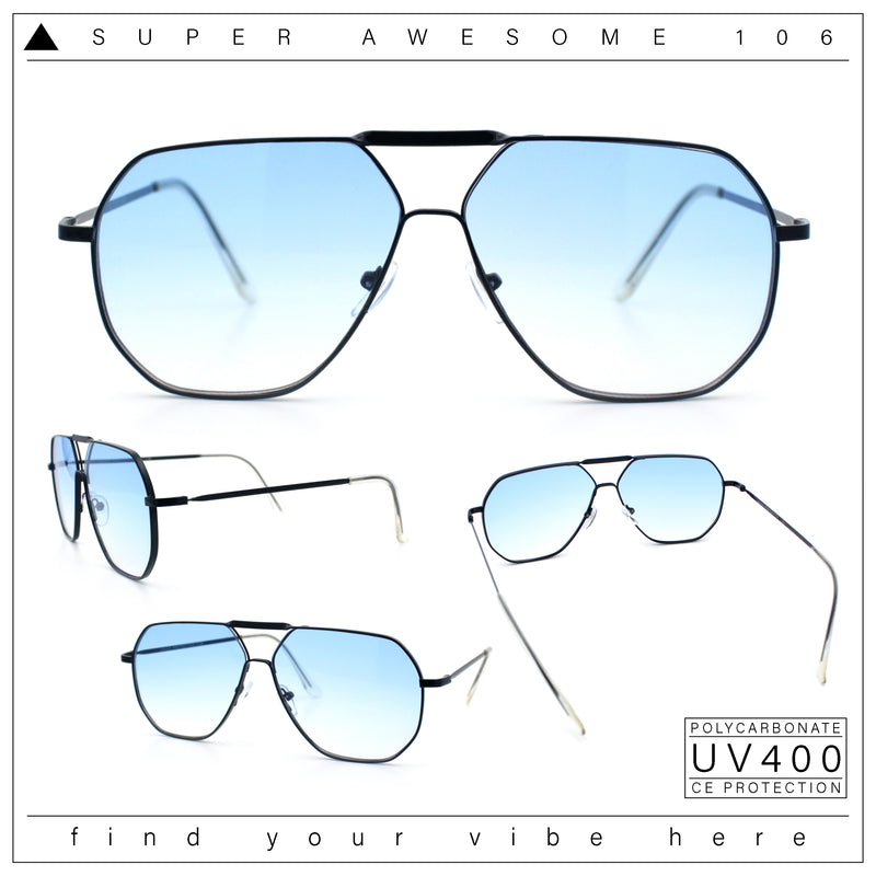 Oversized Double Bridge Metal Rim Euro Mob Racer Cop Sunglasses