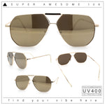Oversized Double Bridge Metal Rim Euro Mob Racer Cop Sunglasses