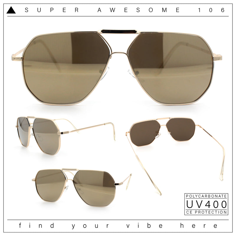 Oversized Double Bridge Metal Rim Euro Mob Racer Cop Sunglasses