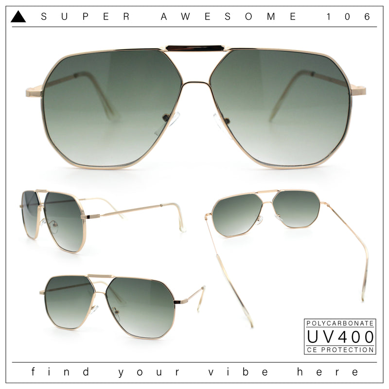 Oversized Double Bridge Metal Rim Euro Mob Racer Cop Sunglasses