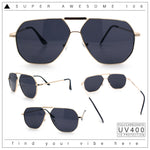 Oversized Double Bridge Metal Rim Euro Mob Racer Cop Sunglasses
