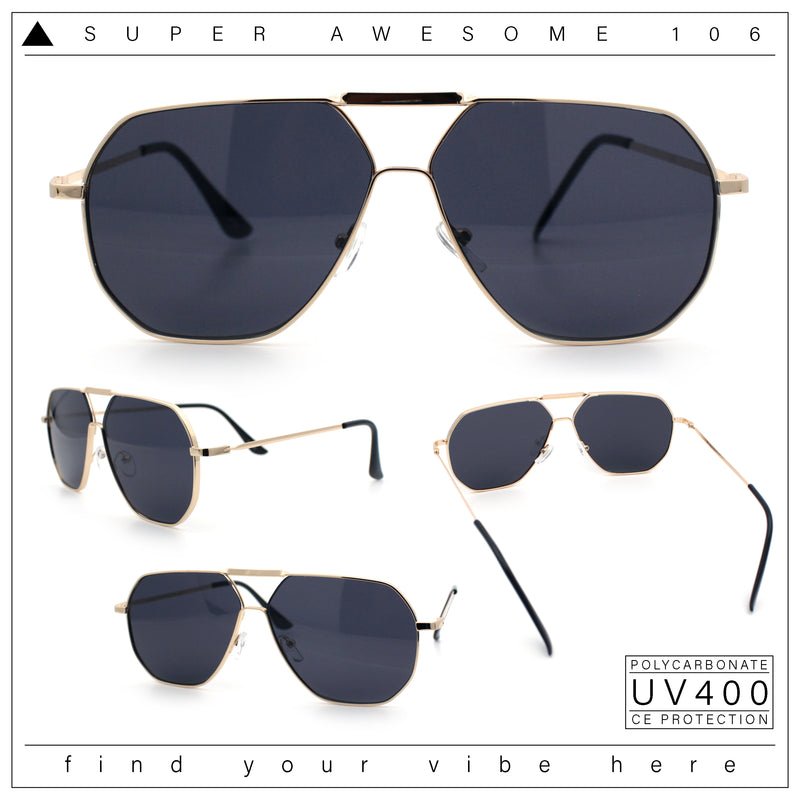 Oversized Double Bridge Metal Rim Euro Mob Racer Cop Sunglasses