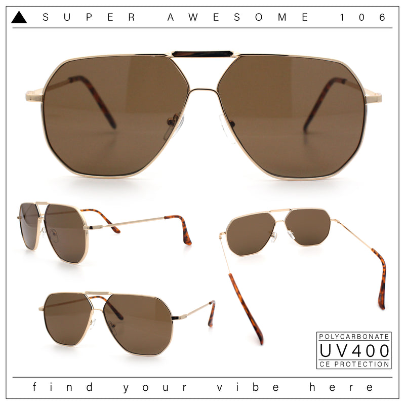 Oversized Double Bridge Metal Rim Euro Mob Racer Cop Sunglasses