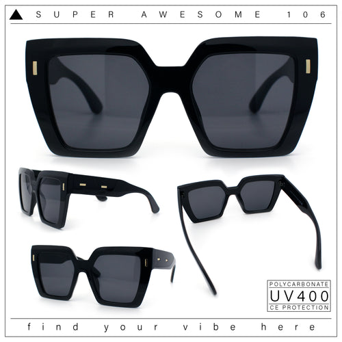 Womens Oversized Thick Plastic Rectangle Cat Eye Retro Fashion Sunglasses