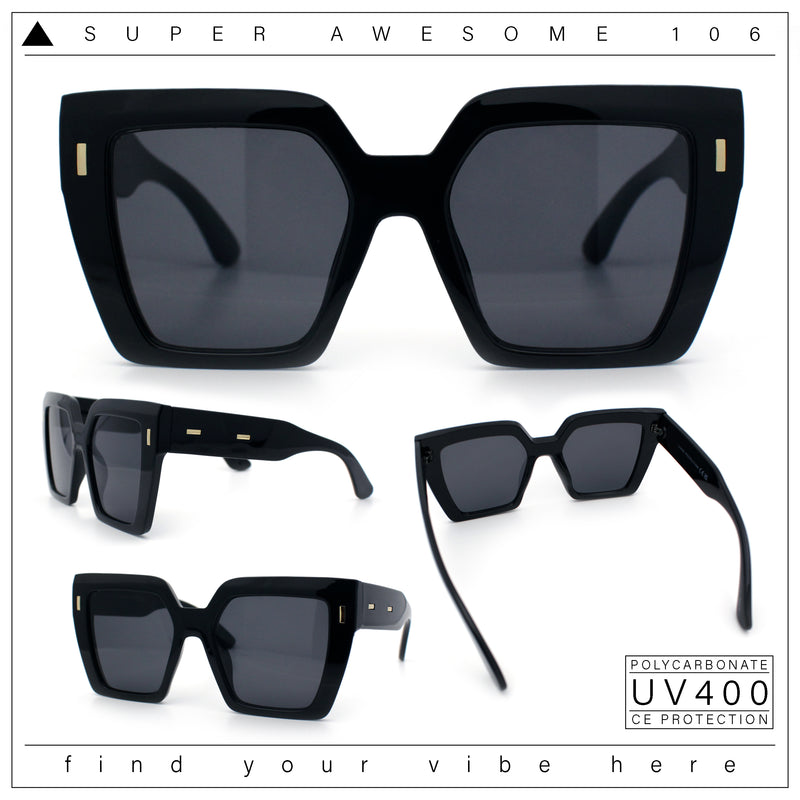 Womens Oversized Thick Plastic Rectangle Cat Eye Retro Fashion Sunglasses