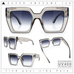 Womens Oversized Thick Plastic Rectangle Cat Eye Retro Fashion Sunglasses