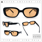 Womens Mod Rectangular Plastic Narrow Rectangle Sunglasses