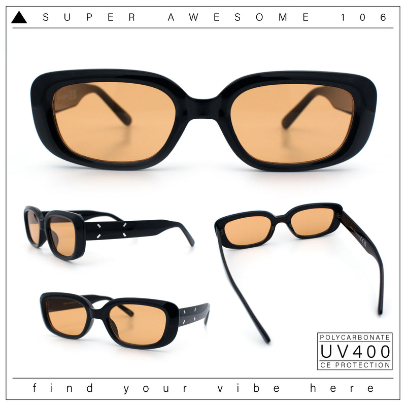 Womens Mod Rectangular Plastic Narrow Rectangle Sunglasses