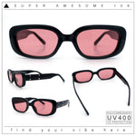 Womens Mod Rectangular Plastic Narrow Rectangle Sunglasses