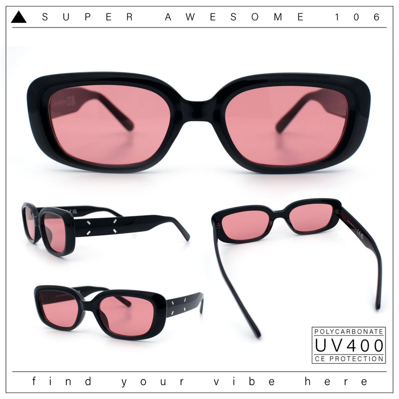 Womens Mod Rectangular Plastic Narrow Rectangle Sunglasses