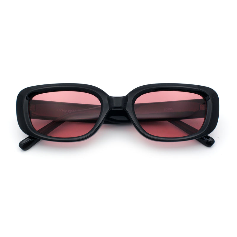 Womens Mod Rectangular Plastic Narrow Rectangle Sunglasses