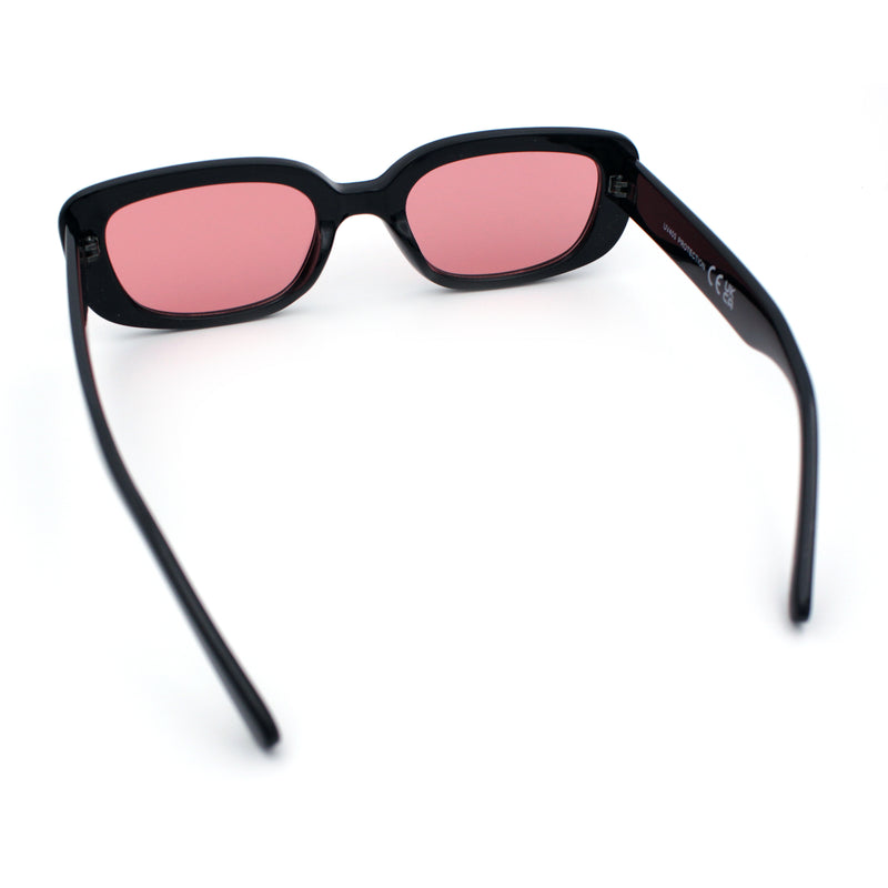 Womens Mod Rectangular Plastic Narrow Rectangle Sunglasses