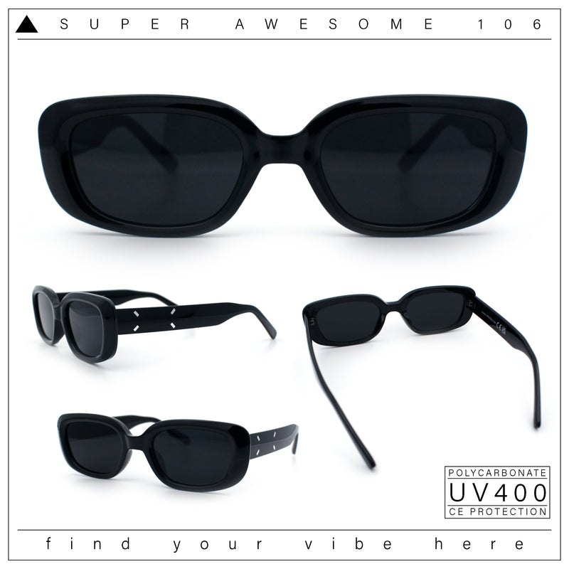 Womens Mod Rectangular Plastic Narrow Rectangle Sunglasses