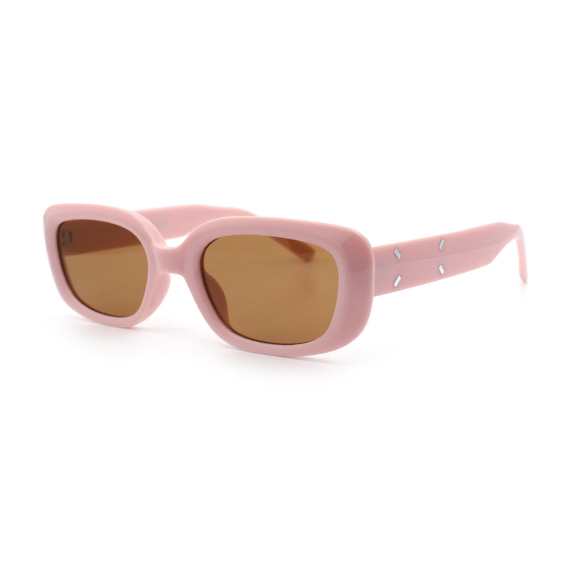 Womens Mod Rectangular Plastic Narrow Rectangle Sunglasses