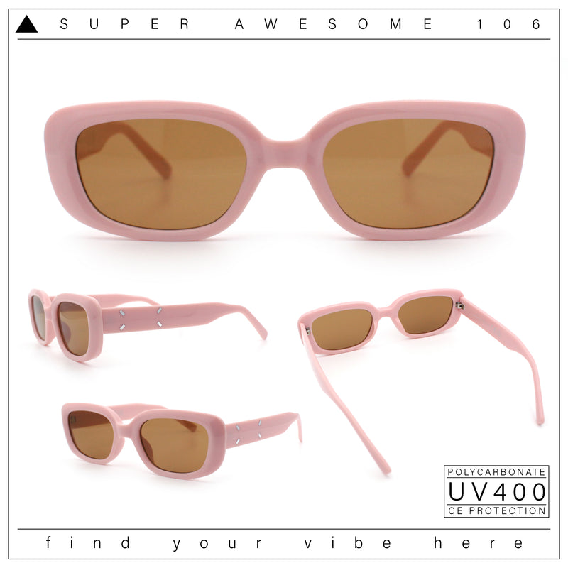Womens Mod Rectangular Plastic Narrow Rectangle Sunglasses