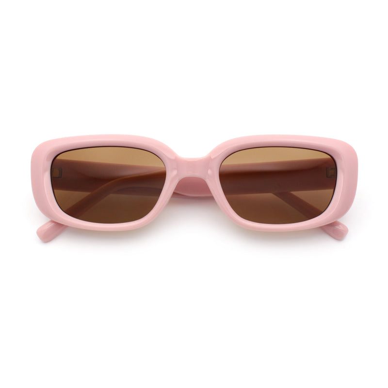 Womens Mod Rectangular Plastic Narrow Rectangle Sunglasses