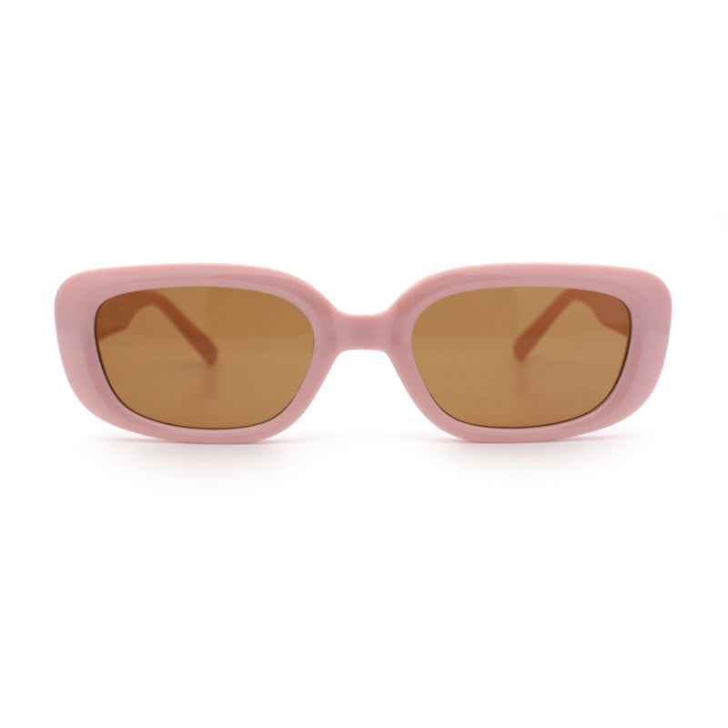 Womens Mod Rectangular Plastic Narrow Rectangle Sunglasses