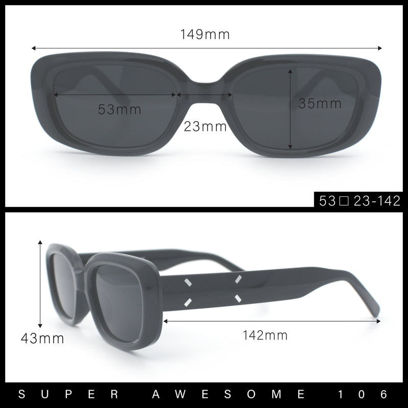 Womens Mod Rectangular Plastic Narrow Rectangle Sunglasses