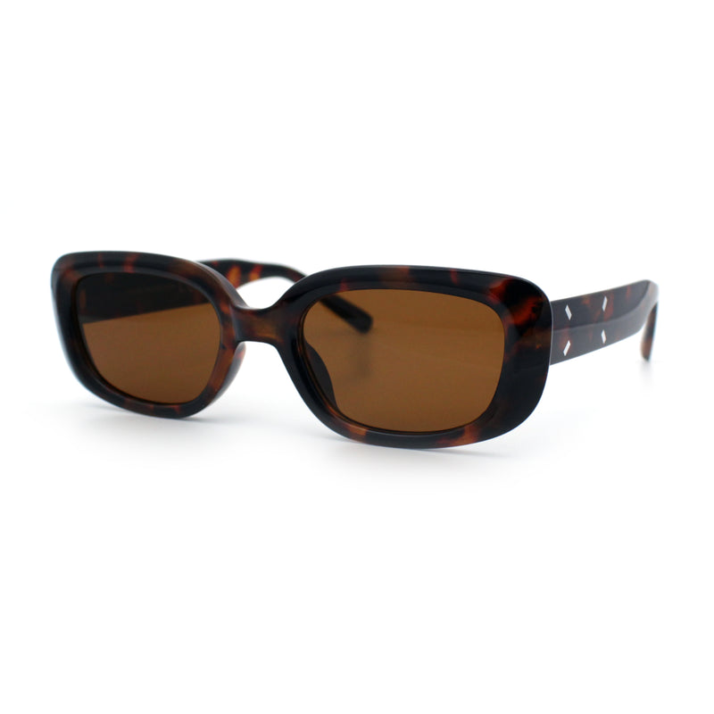 Womens Mod Rectangular Plastic Narrow Rectangle Sunglasses