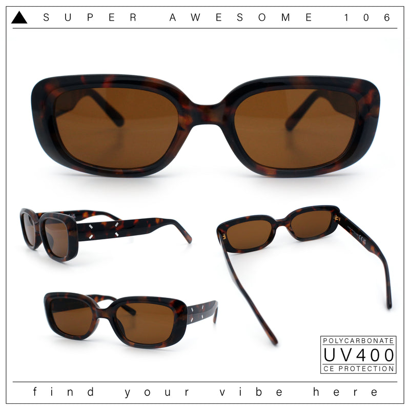 Womens Mod Rectangular Plastic Narrow Rectangle Sunglasses