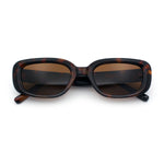 Womens Mod Rectangular Plastic Narrow Rectangle Sunglasses