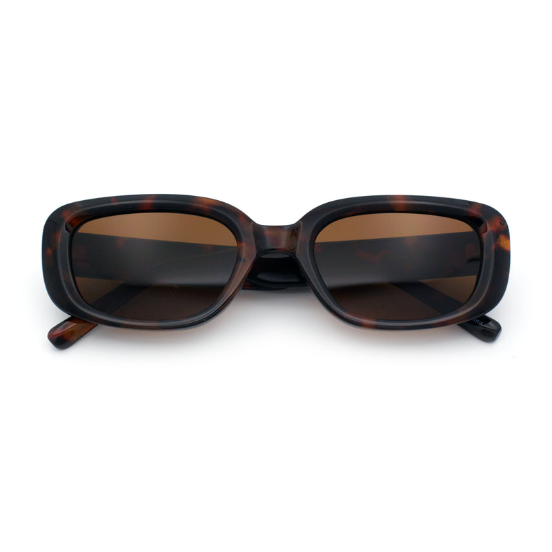 Womens Mod Rectangular Plastic Narrow Rectangle Sunglasses