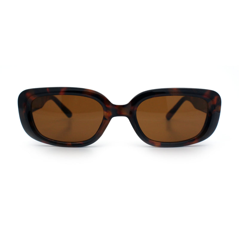 Womens Mod Rectangular Plastic Narrow Rectangle Sunglasses