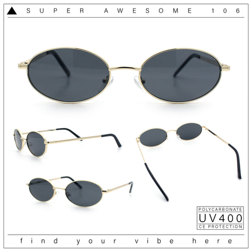Hipster Classic Oval Hustler Metal Rim Retro Fashion Sunglasses