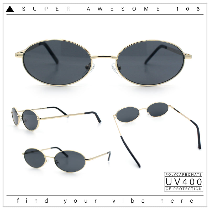Hipster Classic Oval Hustler Metal Rim Retro Fashion Sunglasses
