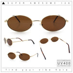 Hipster Classic Oval Hustler Metal Rim Retro Fashion Sunglasses