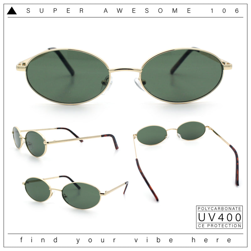 Hipster Classic Oval Hustler Metal Rim Retro Fashion Sunglasses