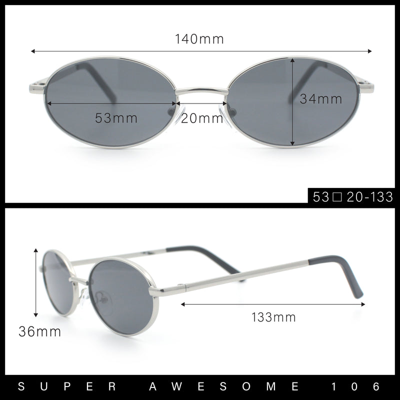 Hipster Classic Oval Hustler Metal Rim Retro Fashion Sunglasses