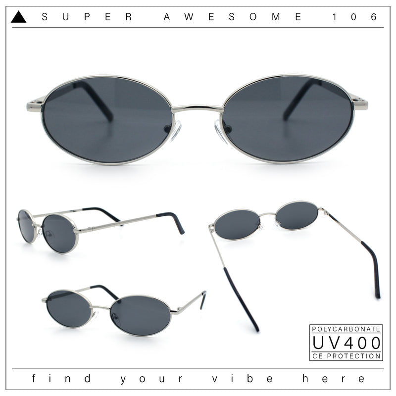 Hipster Classic Oval Hustler Metal Rim Retro Fashion Sunglasses