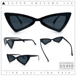 Womens Squared Triangle Gothic Retro Cat Eye Plastic 20s Sunglasses