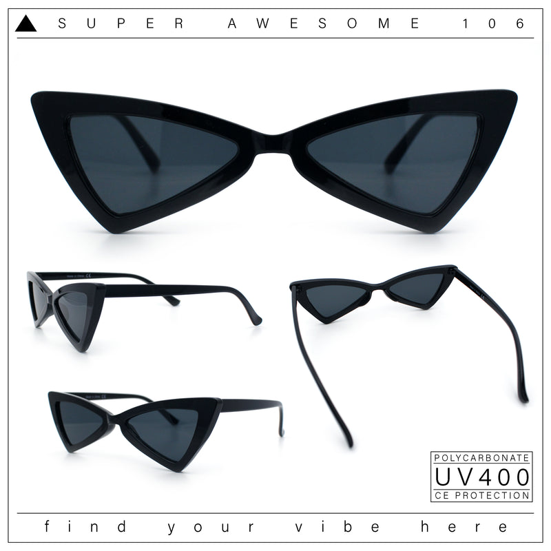 Womens Squared Triangle Gothic Retro Cat Eye Plastic 20s Sunglasses