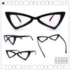 Womens Squared Triangle Gothic Retro Cat Eye Plastic 20s Sunglasses