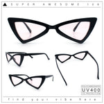 Womens Squared Triangle Gothic Retro Cat Eye Plastic 20s Sunglasses