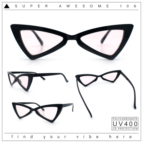 Womens Squared Triangle Gothic Retro Cat Eye Plastic 20s Sunglasses