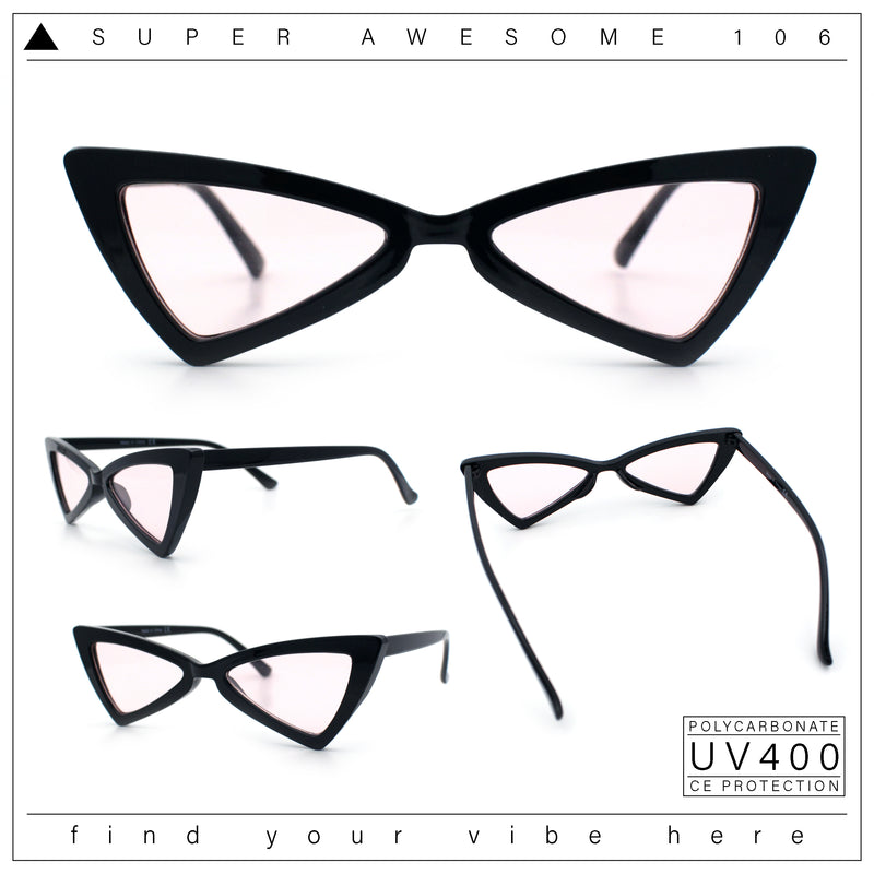 Womens Squared Triangle Gothic Retro Cat Eye Plastic 20s Sunglasses