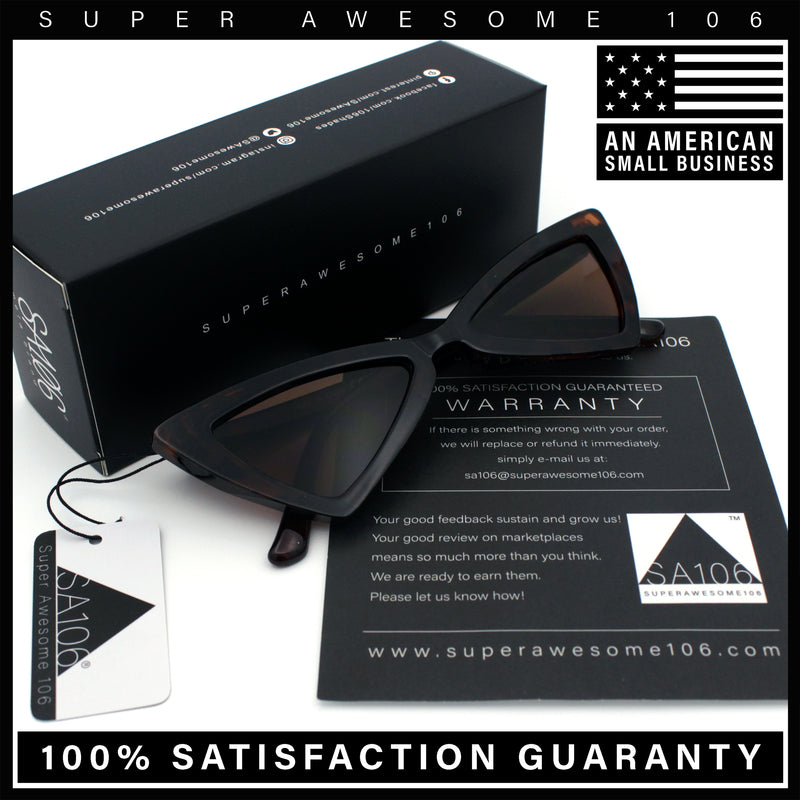 Womens Squared Triangle Gothic Retro Cat Eye Plastic 20s Sunglasses