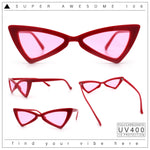 Womens Squared Triangle Gothic Retro Cat Eye Plastic 20s Sunglasses
