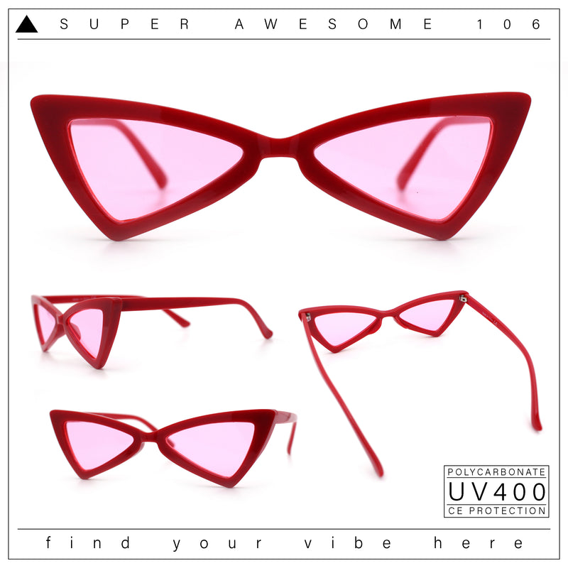 Womens Squared Triangle Gothic Retro Cat Eye Plastic 20s Sunglasses