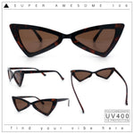 Womens Squared Triangle Gothic Retro Cat Eye Plastic 20s Sunglasses