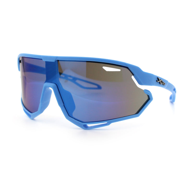 Kids Xloop Boys Shield Color Mirror MTB Style Sport Wrap Plastic Sunglasses