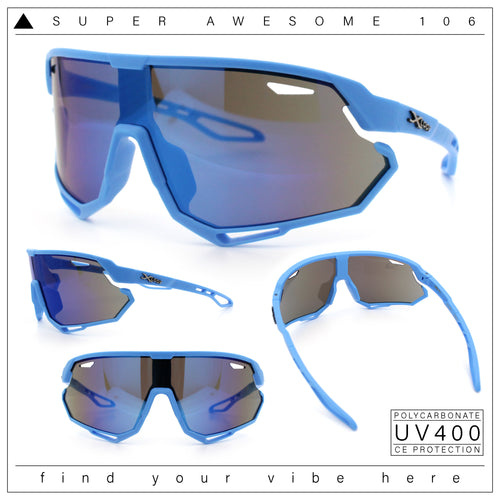 Kids Xloop Boys Shield Color Mirror MTB Style Sport Wrap Plastic Sunglasses