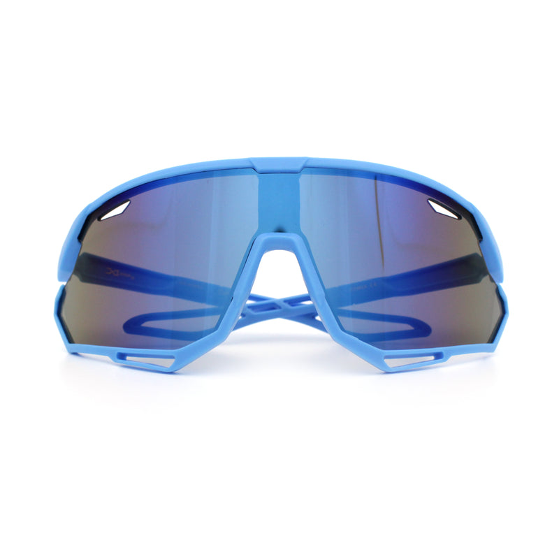 Kids Xloop Boys Shield Color Mirror MTB Style Sport Wrap Plastic Sunglasses