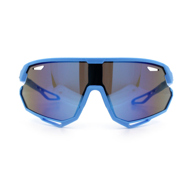 Kids Xloop Boys Shield Color Mirror MTB Style Sport Wrap Plastic Sunglasses