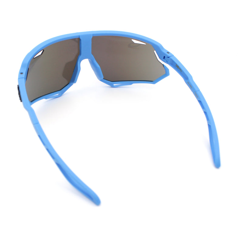 Kids Xloop Boys Shield Color Mirror MTB Style Sport Wrap Plastic Sunglasses