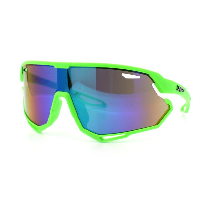 Kids Xloop Boys Shield Color Mirror MTB Style Sport Wrap Plastic Sunglasses