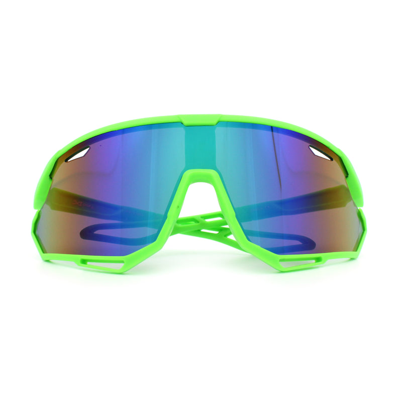 Kids Xloop Boys Shield Color Mirror MTB Style Sport Wrap Plastic Sunglasses